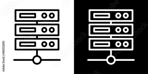 Server icon representing data storage, system infrastructure, network connectivity, cloud services, and enterprise computing.