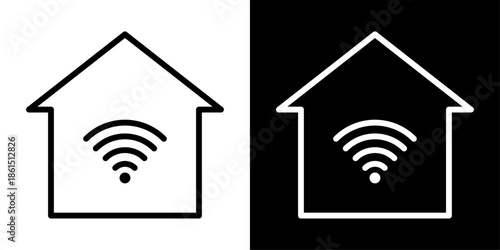 Smart home icon representing connected devices, home automation, intelligent living, IoT technology, and digital control systems.