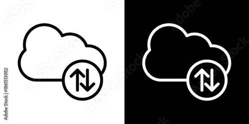 Cloud storage icon representing online data storage, file backup, secure access, cloud computing, and digital information management.