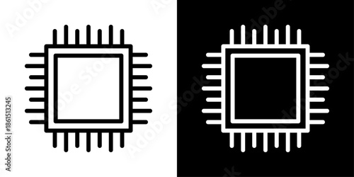Microchip icon representing processor technology, integrated circuits, computing power, hardware systems, and digital innovation.