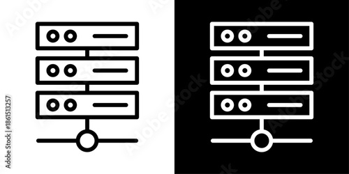 Network server icon representing data storage, cloud computing, system infrastructure, connectivity, security, and IT management.