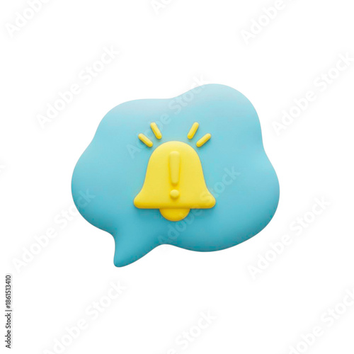 Notification bell alert icon in blue speech bubble