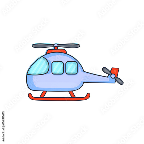 Helicopter cartoon icon in yellow and red on a transparent background