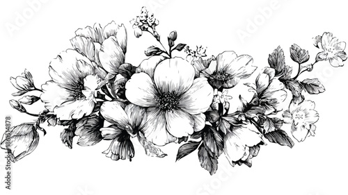 Exquisite Drawing of Flowers Collection with Person Vector Graphics