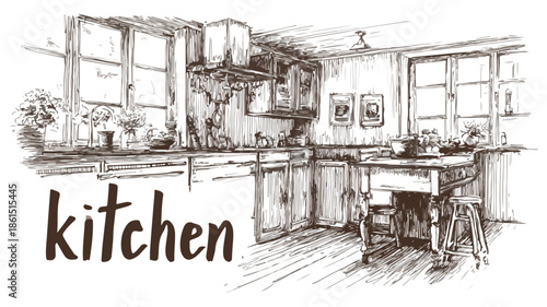 Modern kitchen with a stylish window, perfect for interior design inspiration