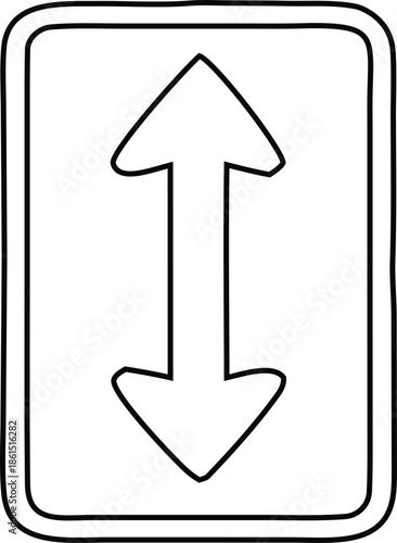 Traffic rule signage double sided arrow outline vector with minimal line icon for road regulations, safety instructions, and driving education materials.