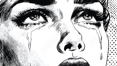 Emotive Hand Drawn Comic Style Cry Vector Illustration
