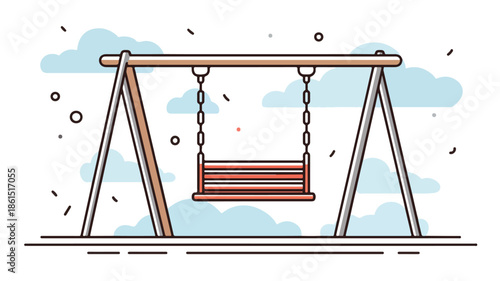 Flat Design Swing Vector Icon with Outline Isolated - Professional Image Usage