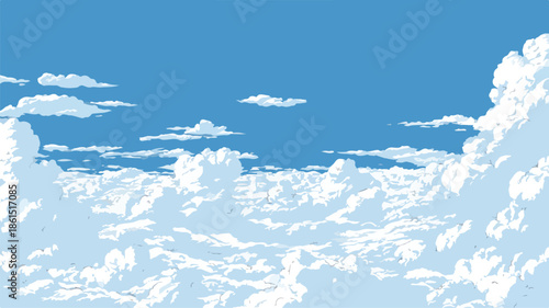 White Sky Vector with Outline on White Background