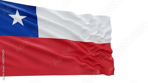 Free Download The Chile flag waving in the wind with a white star prominently displayed in the upper left corner. The flag features blue, white, and red stripes. A symbol of patriotism and national pride - GFXLoad