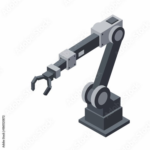 Isometric Robotic Arm Precision Industrial Machine Technology Manufacturing Automation Element