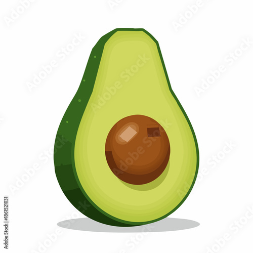 Detailed Handdrawn Half Cut Avocado Fresh Fruit Illustration Icon