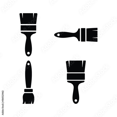 Paint Brush Silhouette Minimal Flat Vector