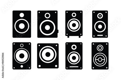 Speaker Silhouette Minimal Flat Vector set