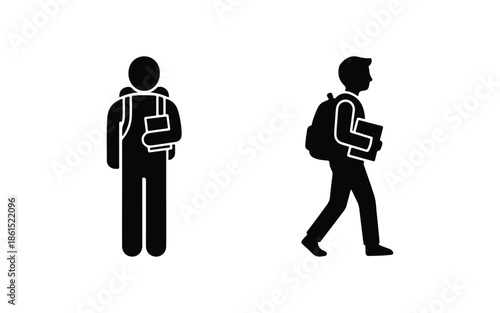 Student Silhouette Minimal Flat Vector