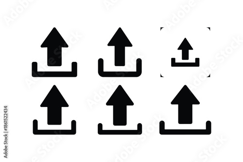 Upload Icon Silhouette Minimal Flat Vector set