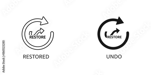 Restored vs Undo Icons - Symbols for Recovery and Correction