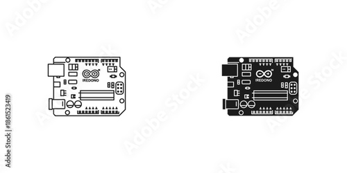 Microcontroller Board with Connectors and Components