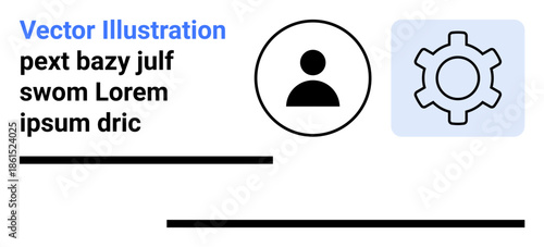 User profile icon paired with gear symbolizing settings, customization, and management. Ideal for user interface, settings page, profile management, administration, customization, app configurations