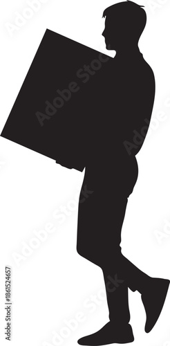 Man Carrying Heavy Box Silhouette | Hard Work Concept