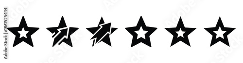 Set of operational excellence star vector icons isolated on white background. Vector illustration. Black flat design