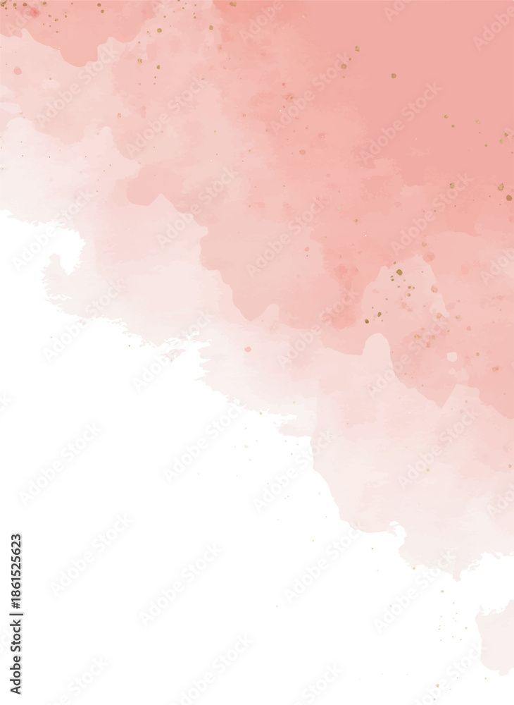 Obraz premium Pink Watercolor Gradient Background with Gold Speckles and White Lower Fade 