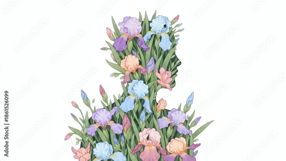 Obraz premium Petal Power Mental Health and Renewal Vector. Symbolic Floral Human Growth Illustration. Healing and Mindfulness Botanical Concept for Wellness.