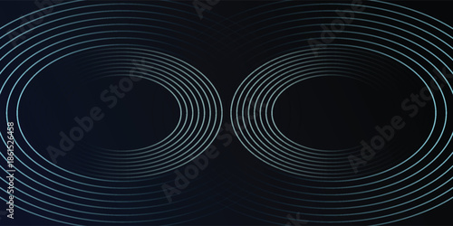 Blue abstract background with glowing circles. Swirl circular lines pattern. Geometric spiral. Twirl element. Modern graphic design. Futuristic technology concept.