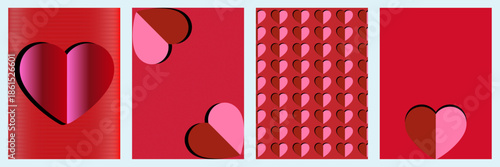 Set of Valentines day greeting card. heart designs and patterns perfect for celebrating love and affection on special occasions