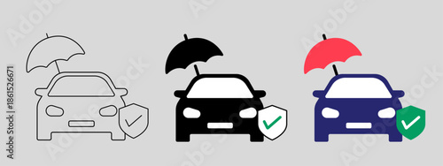 Car Insurance Icon Lineal Color Vector Illustration.