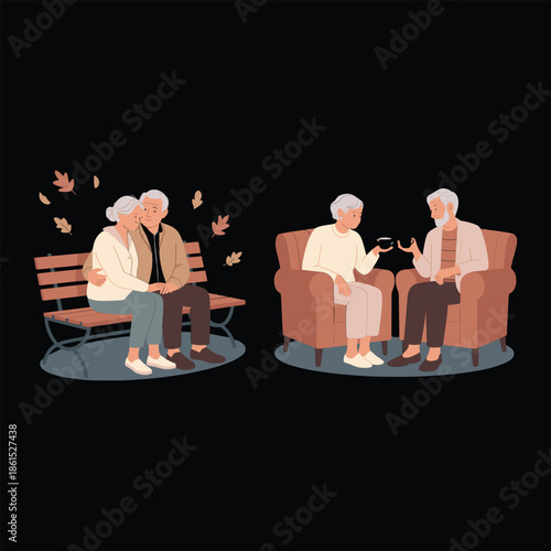Elderly couple enjoying quiet moments together