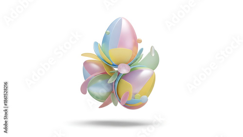 Wallpaper Mural A vibrant, abstract creation featuring a cluster of colorful eggs and floral elements isolated on white background.generative ai Torontodigital.ca