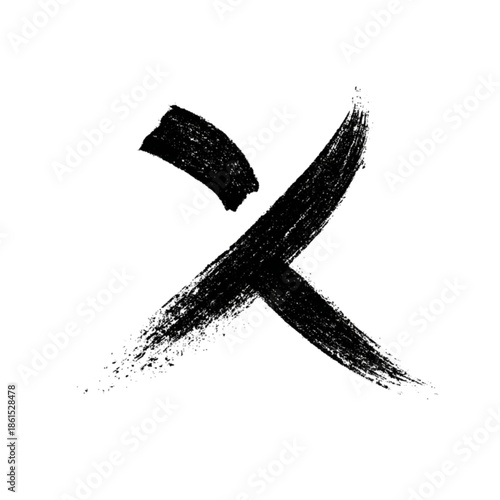 Black Brush Stroke Letter X Symbol Isolated on transparent background.