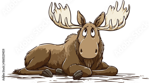 Moose with Sad Face Vector Isolated on White Background