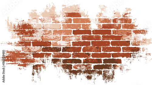 Grunge Brick Wall Painting Vector with Texture for Design Projects