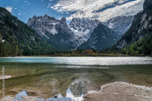 Lago di Landro or lake Landro, Dolomites, Italy