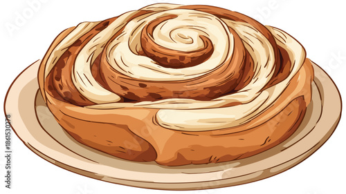 Delicious Cinnamon Roll Isolated Cartoon Vector Illustration