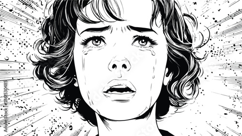 Emotive Hand Drawn Comic Style Cry Vector Illustration