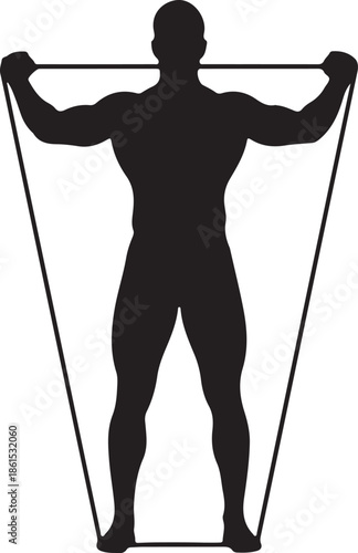 Powerful silhouette of a man performing a resistance band exercise for strength training