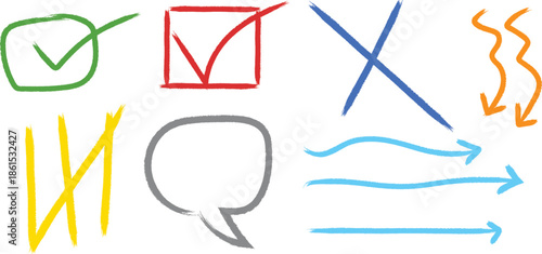 Colorful icons and symbols including a silhouette