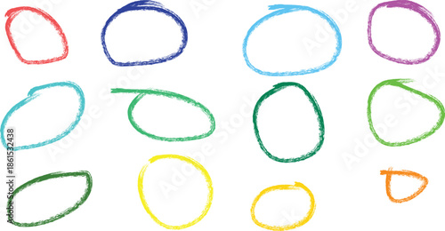 Colorful oval silhouette drawing