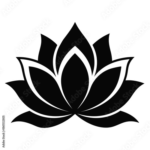 Lotus Silhouette Graphic – Clean White Background Abstract Design