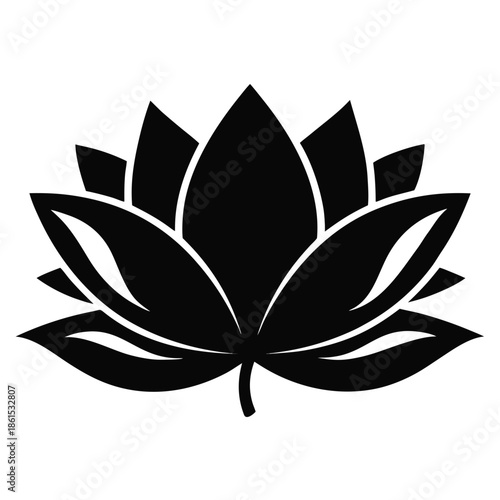 Lotus Silhouette Graphic – Clean White Background Abstract Design