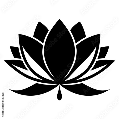 Lotus Silhouette Graphic – Clean White Background Abstract Design