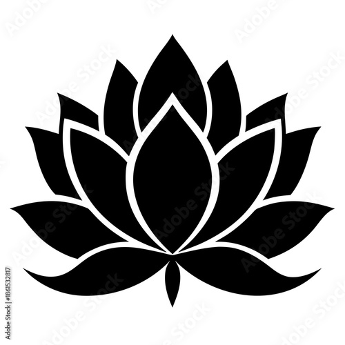 Lotus Silhouette Graphic – Clean White Background Abstract Design