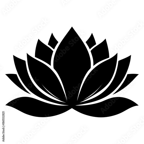 Lotus Silhouette Graphic – Clean White Background Abstract Design
