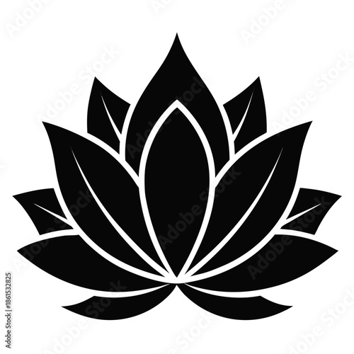 Lotus Silhouette Graphic – Clean White Background Abstract Design