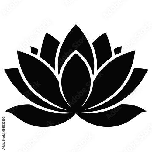 Lotus Silhouette Graphic – Clean White Background Abstract Design