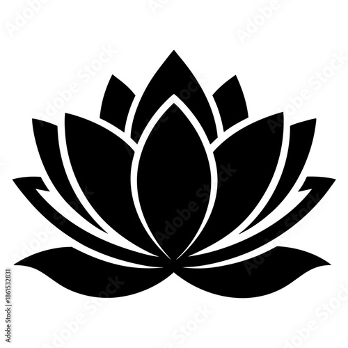 Lotus Silhouette Graphic – Clean White Background Abstract Design