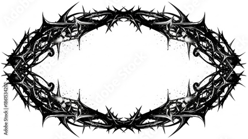 Black crown of thorns on isolated for easter or biblical designs